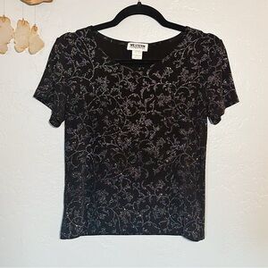 Black Floral Women's Western Top